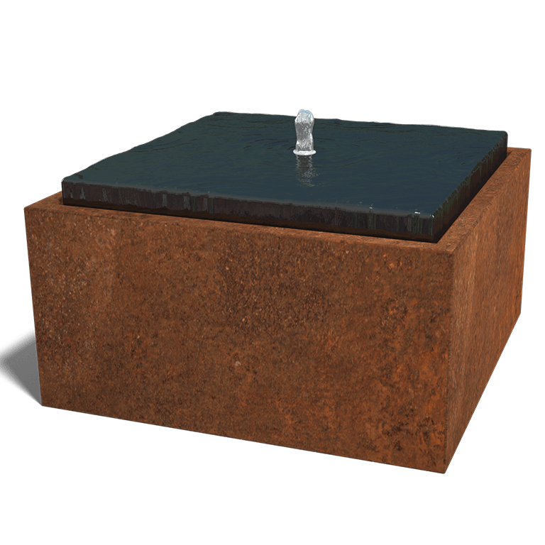Corten-teräksinen vesiornamentti 80 x 80 x 40 cm