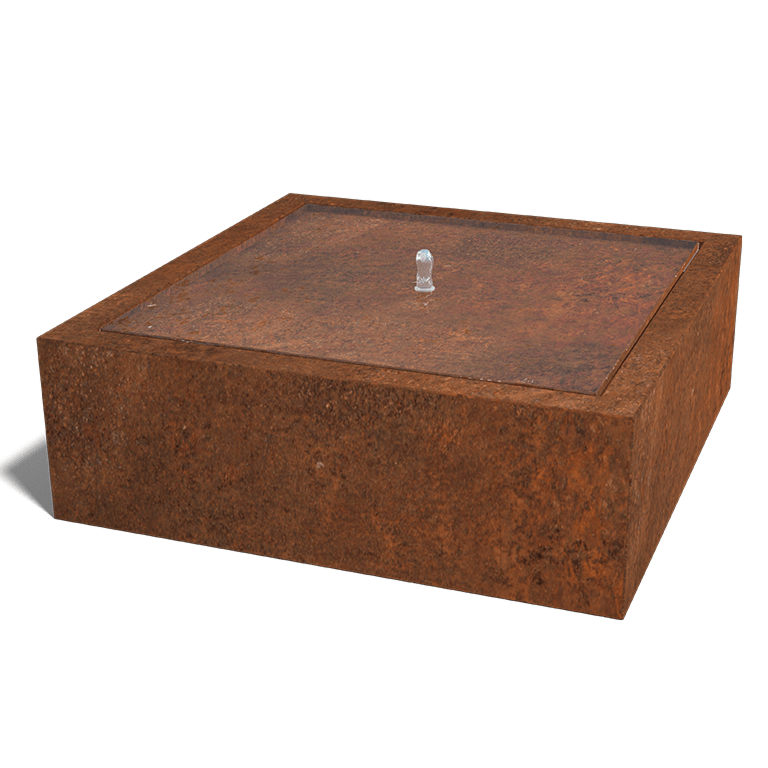 Corten-teräksinen suihkulahde 120 x 120 x 40 cm