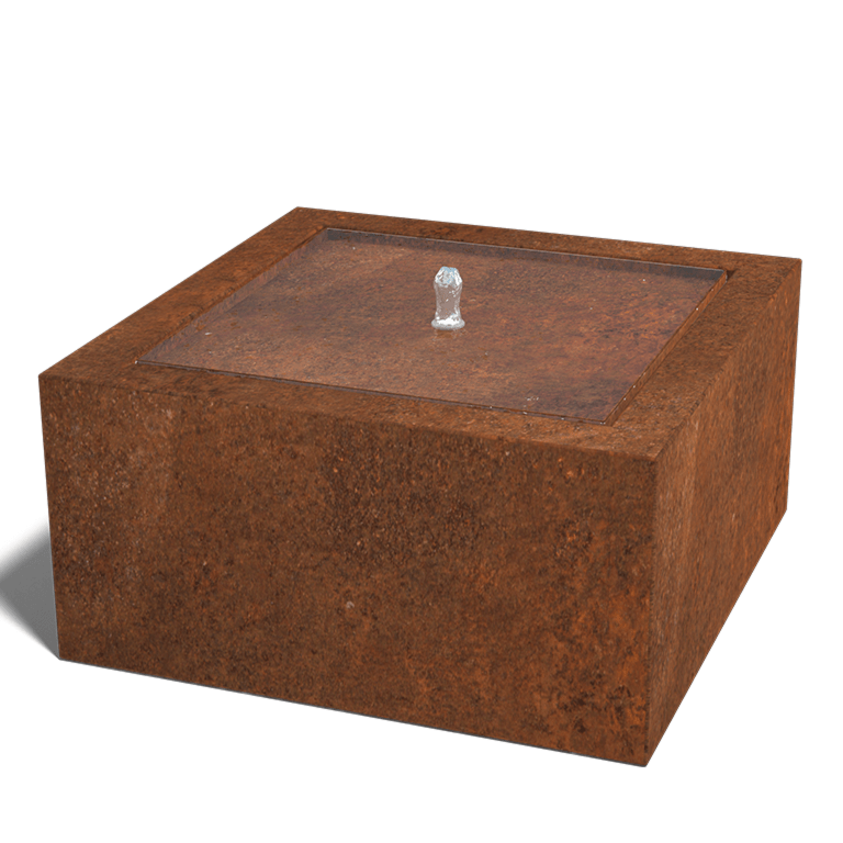 Corten-teräksinen suihkulahde 80 x 80 x 40 cm