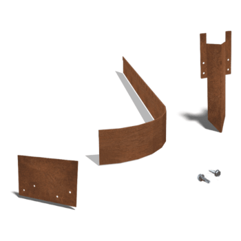 Corten-teräksinen puutarha reunus litteä FLEX 13 cm täydellinen sarja 15 metriä kohti