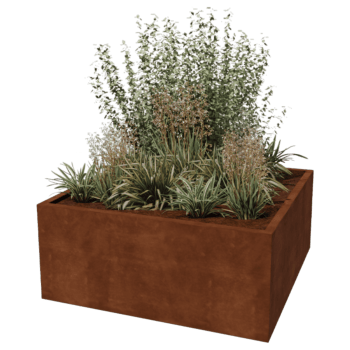 Corten-teräksinen hitsatut istutuslaatikko Montana 140 x 140 x 60 cm