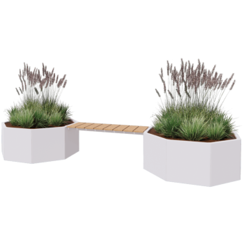 Teräksinen istutuslaatikko - Kahdeksankulmaiset - 362,6 x 120,7 x 50 cm - RAL9005 matta (musta) - Penkillä - Ilman pohjalevyä Teräksinen istutuslaatikko - Kahdeksankulmaiset - 362,6 x 120,7 x 50 cm - RAL9005 matta (musta) - Penkillä - Ilman pohjalevyä