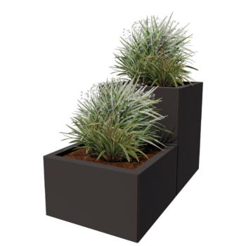 Teräksinen istutuslaatikko - 2-portainen malli - 100 x 50 x 60 cm - RAL9010 matta (valkoinen) - Pohjalevyllä