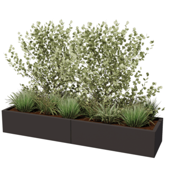 Teräksinen istutuslaatikko XXL - Suorakaiteen muotoiset - 200 x 50 x 60 cm - Muu RAL-väri - Pohjalevyllä