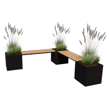 Teräksinen istutuslaatikko - Neliönmuotoiset - Kulma-asettelu - 221,2 x 221,2 x 50 cm - Muu RAL-väri - Pohjalevyllä - Penkillä