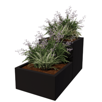 Teräksinen istutuslaatikko - 2-portainen malli - 120 x 60 x 60 cm - RAL9010 matta (valkoinen) - Ilman pohjalevyä