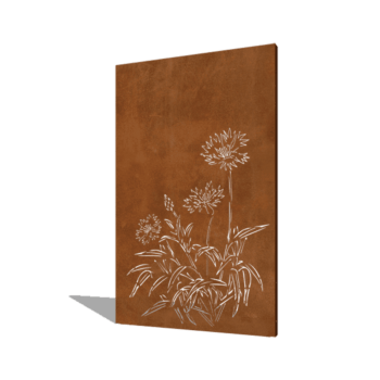 Corten-teräksinen paneeli ruiskukka 120 x 6 x 190 cm