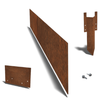 Corten-teräksinen puutarha reunus suora 15 cm täydellinen sarja 15 metriä kohti