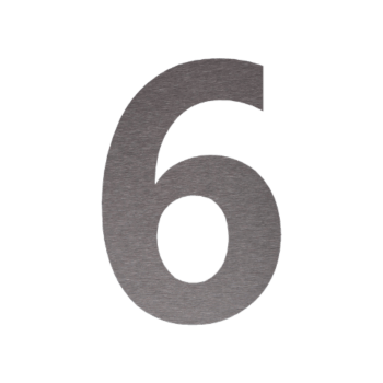 Ruostumattaon teräs talonnumero 6 - 33,6 x 50 cm - Harjattu