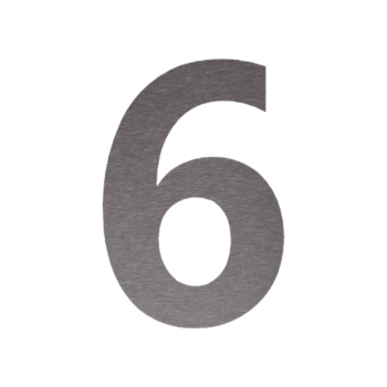 Ruostumattaon teräs talonnumero 6 - 53,7 x 80 cm - Harjattu