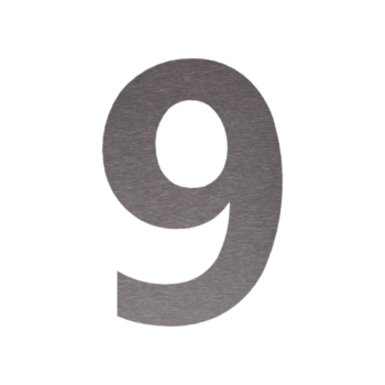 Ruostumattaon teräs talonnumero 9 - 53,8 x 80 cm - Harjattu