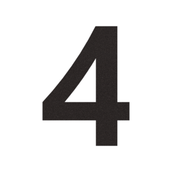 Ruostumattaon teräs talonnumero 4 - 11,7 x 15 cm - RAL9005 hieno rakenne (musta)
