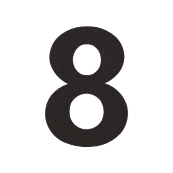 Ruostumattaon teräs talonnumero 8 - 10,3 x 15 cm - RAL9005 hieno rakenne (musta)