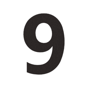 Ruostumattaon teräs talonnumero 9 - 10 x 15 cm - RAL9005 hieno rakenne (musta)