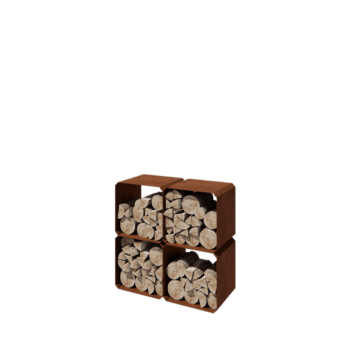 Corten-teräksinen polttopuuteline - Colorado 4 kappaletta - 40 x 40 x 40 cm