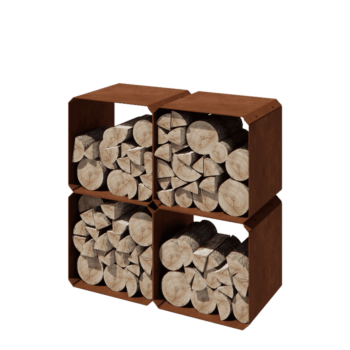 Corten-teräksinen polttopuuteline - Colorado 4 kappaletta - 40 x 40 x 40 cm