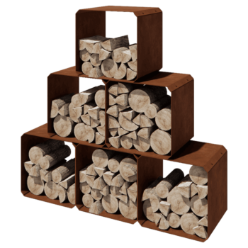 Corten-teräksinen polttopuuteline - Colorado 6 kappaletta - 40 x 40 x 40 cm