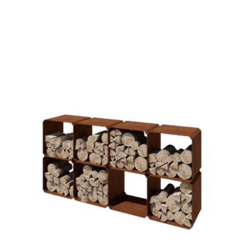 Corten-teräksinen polttopuuteline - Colorado 8 kappaletta - 40 x 40 x 40 cm