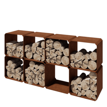 Corten-teräksinen polttopuuteline - Colorado 8 kappaletta - 40 x 40 x 40 cm