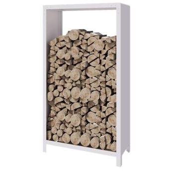 Teräksinen polttopuuteline - Indiana - 100 x 40 x 180 cm - RAL9010 matta (valkoinen)