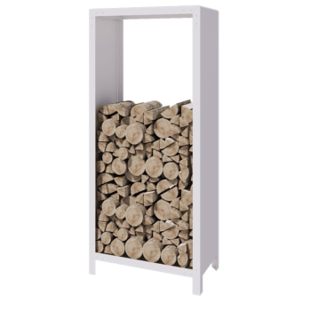 Teräksinen polttopuuteline - Indiana - 80 x 40 x 180 cm - RAL9010 matta (valkoinen)