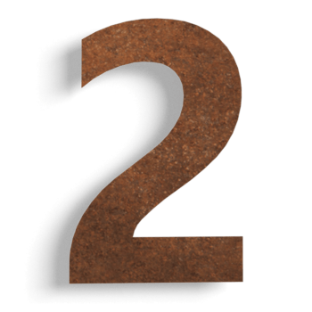 Corten-teräksinen talonumero 2 - 15 cm