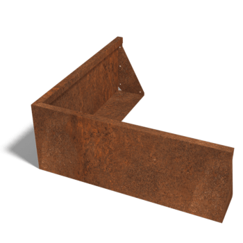 Corten-teräksinen tukimuuri ulkokulma 100 x 100 cm (korkeus 40 cm)