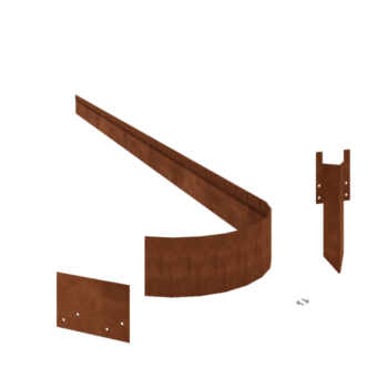 Corten-teräksinen puutarha reunus litteä FLEX 13 cm täydellinen sarja 15 metriä kohti