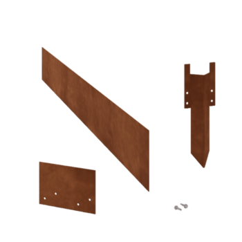 Corten-teräksinen puutarha reunus suora 15 cm täydellinen sarja 15 metriä kohti