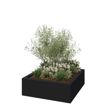 Lasikuituruukku - Neliö - 120 x 120 x 40 cm - RAL7021 matta (musta harmaa) - Pohjallinen