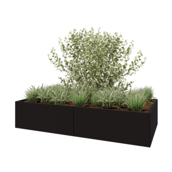 Teräksinen istutuslaatikko XXL - Suorakaiteen muotoiset - 200 x 100 x 40 cm - RAL9005 matta (musta) - Pohjalevyllä