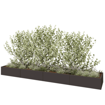 Teräksinen istutuslaatikko XXL - Suorakaiteen muotoiset - 480 x 80 x 40 cm - RAL7016 matta (antrasiitinharmaa) - Ilman pohjalevyä