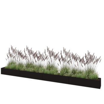 Teräksinen istutuslaatikko XXL - Suorakaiteen muotoiset - 480 x 30 x 30 cm - RAL9005 matta (musta) - Pohjalevyllä