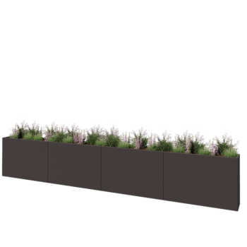Teräksinen istutuslaatikko XXL - Suorakaiteen muotoiset - 480 x 30 x 80 cm - RAL7016 matta (antrasiitinharmaa) - Ilman pohjalevyä