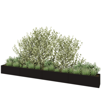 Teräksinen istutuslaatikko XXL - Suorakaiteen muotoiset - 480 x 40 x 40 cm - RAL9005 matta (musta) - Ilman pohjalevyä