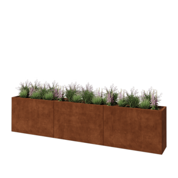 Corten-teräksinen istutuslaatikko XXL - Suorakaiteen muotoiset - 360 x 40 x 80 cm - Ilman pohjalevyä