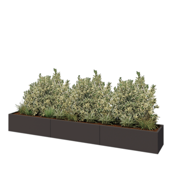 Teräksinen istutuslaatikko XXL - Suorakaiteen muotoiset - 360 x 50 x 40 cm - RAL7016 matta (antrasiitinharmaa) - Pohjalevyllä