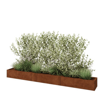 Corten-teräksinen istutuslaatikko XXL - Suorakaiteen muotoiset - 360 x 40 x 30 cm - Pohjalevyllä