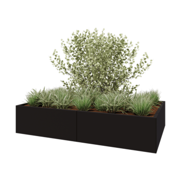 Teräksinen istutuslaatikko XXL - Suorakaiteen muotoiset - 200 x 120 x 40 cm - RAL9005 matta (musta) - Ilman pohjalevyä