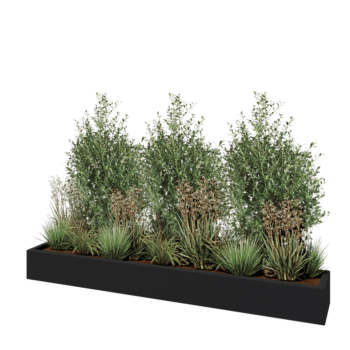 Lasikuituruukku - Suorakulmio - 200 x 30 x 20 cm - RAL7021 matta (musta harmaa) - Pohjallinen