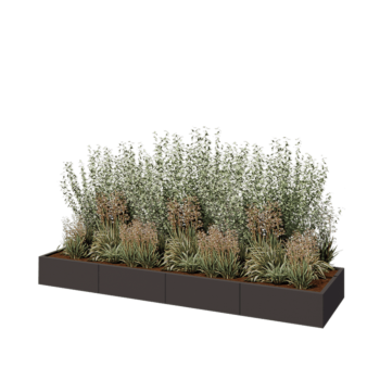 Teräksinen istutuslaatikko XXL - Suorakaiteen muotoiset - 320 x 80 x 30 cm - RAL7016 matta (antrasiitinharmaa) - Pohjalevyllä