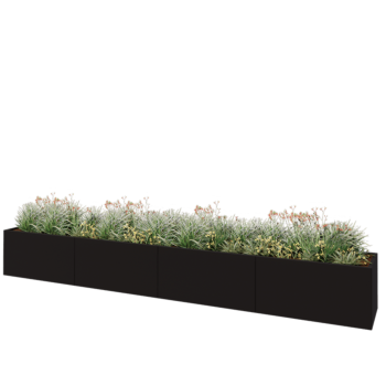 Teräksinen istutuslaatikko XXL - Suorakaiteen muotoiset - 480 x 60 x 60 cm - RAL9005 matta (musta) - Pohjalevyllä