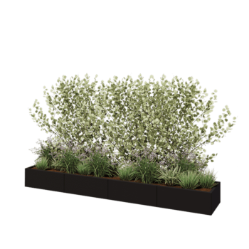 Teräksinen istutuslaatikko XXL - Suorakaiteen muotoiset - 320 x 50 x 30 cm - RAL9005 matta (musta) - Ilman pohjalevyä