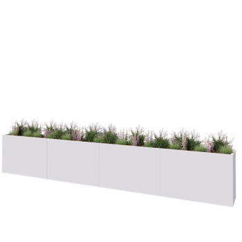 Teräksinen istutuslaatikko XXL - Suorakaiteen muotoiset - 480 x 40 x 80 cm - RAL9010 matta (valkoinen) - Pohjalevyllä