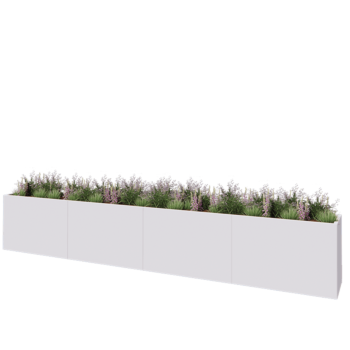 Teräksinen istutuslaatikko XXL - Suorakaiteen muotoiset - 480 x 50 x 80 cm - RAL9010 matta (valkoinen) - Pohjalevyllä