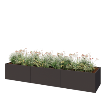 Teräksinen istutuslaatikko XXL - Suorakaiteen muotoiset - 360 x 80 x 60 cm - RAL7016 matta (antrasiitinharmaa) - Ilman pohjalevyä