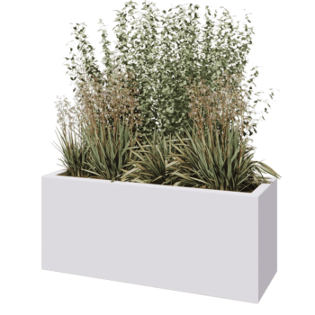 Lasikuituruukku - Suorakulmio - 120 x 40 x 50 cm - RAL9010 matta (valkoinen) - Pohjallinen