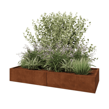 Corten-teräksinen istutuslaatikko XXL - Suorakaiteen muotoiset - 200 x 80 x 30 cm - Pohjalevyllä