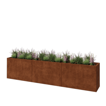 Corten-teräksinen istutuslaatikko XXL - Suorakaiteen muotoiset - 360 x 50 x 80 cm - Pohjalevyllä