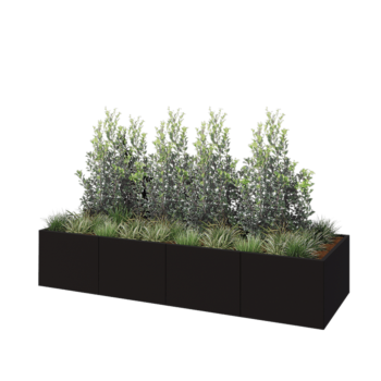 Teräksinen istutuslaatikko XXL - Suorakaiteen muotoiset - 320 x 100 x 60 cm - RAL9005 matta (musta) - Ilman pohjalevyä